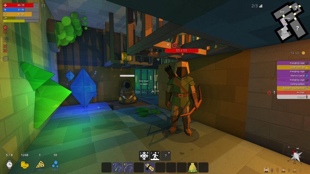 Tactical combat in a colorful dungeon room