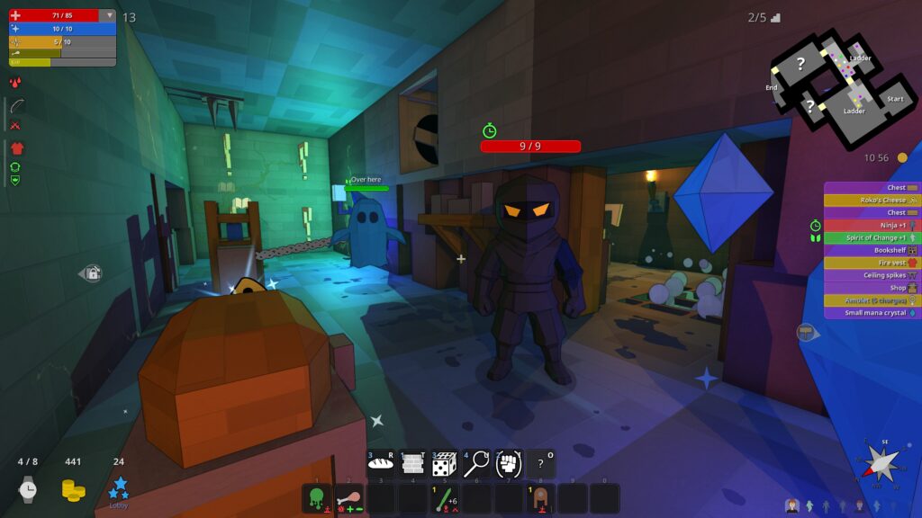Combat and spell effects in a dungeon
